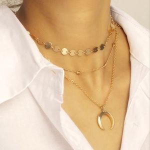 Crescent moon 3 layer necklace